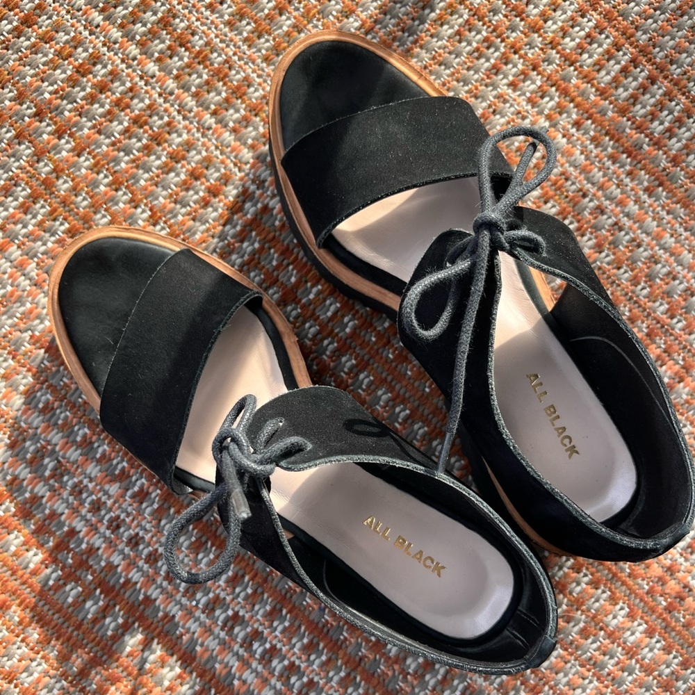 All Black Women's Black Wedge Shoes
